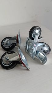 Paket Roda Troli Karet Hitam 3in 1set 4pcs 2 Hidup 2 Mati