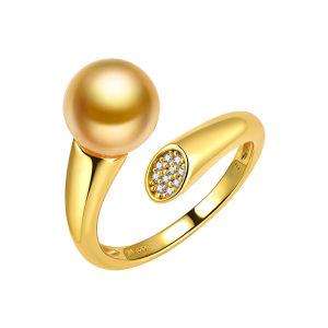 Golden South Sea Pearl Ring 9-10mm