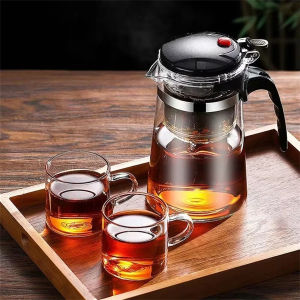Press to Filter Teacup Heat Resistant Glass Teapot Cup Tea Water Separation Filter Tea Maker Coffee Pot Home Office Teaware