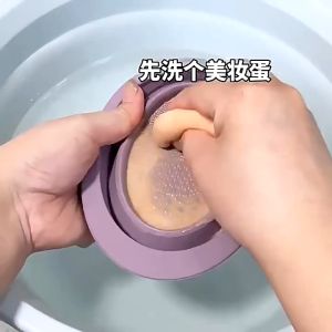 Chậu gấp gọn mini bằng silicol Bát làm sạch cọ trang điểm Phong cách Hàn Quốc Đơn giản dành cho nữ