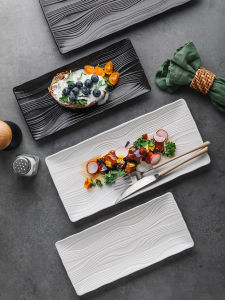 Japanese Style Rectangular Sushi Plate Western Dinner Plate Shallow Cake Dessert Plate Commercial Pastry Display Fruit Tray