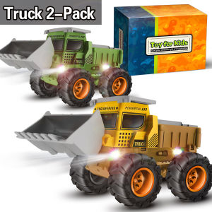 2-Pack Monster Truck Toy-Toy Truck with Flashing LED Wheels-Light-Up Cars Vehicles CarsPush and Go Toys Truck Playset Gift