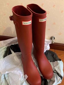 Cowhide Version ~ Niche Style Genuine Leather Thick Sole Knight Boots Womens Winter Chunky Heel Red Boots below the Knee High Leg Boot Boots