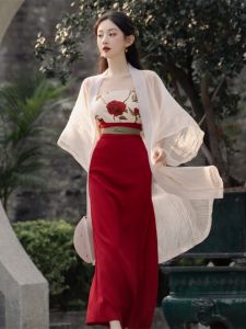 chaqi | New Chinese Style Hanfu National Trend Womens Lightweight Summer Sleeveless Midi Skirt Cardigan Outerwear Sun Protection Clothing