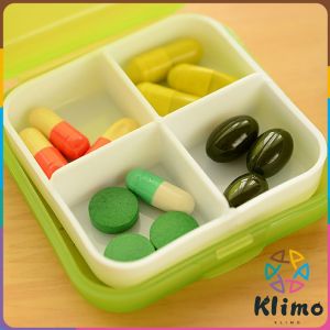 KLIMO 4 Slot Medicine Box Mini Storage Box Colourful Family First Aid Drug Box Organiser