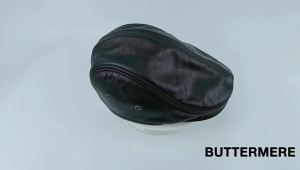 BUTTERMERE หมวกแบนผู้ชายหนังแท้ Duckbill หมวก Berets Earflaps สีดำ Casual Directors หมวกชาย Vintage ฤดูหนาวหมวกขับรถ