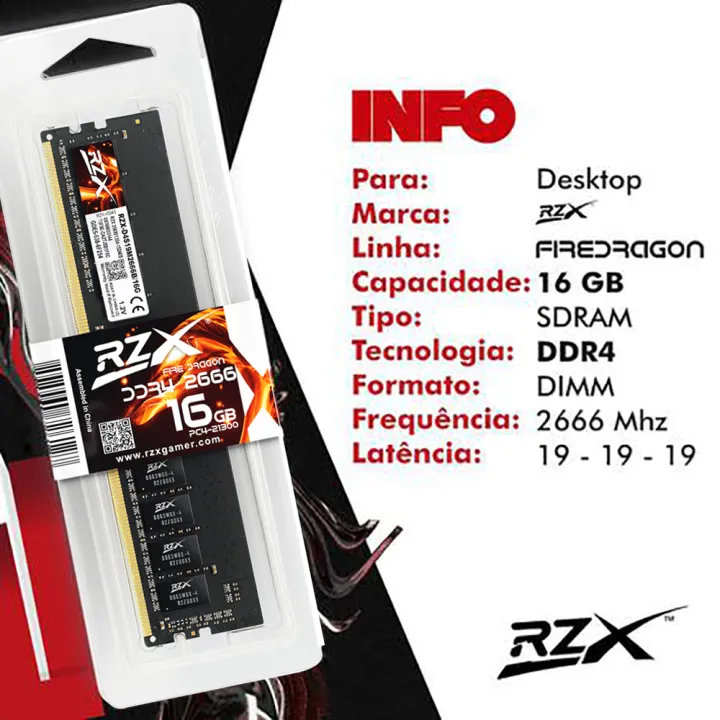 RZX Desktop DDR4 Memoria RAM 32GB 16GB 8GB 3200MHz 2666MHz 2400MHz 288 ...