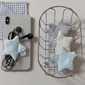 Korean Style Star Earphone Storage Data Cable Wired Earphone Organizer Cute Polka Dot Storage Organizer Office Travel Daily Use