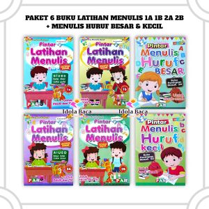 Paket 6 Buku Latihan Menulis 1a 1b 2a 2b + Menulis Huruf Besar & Kecil PAH