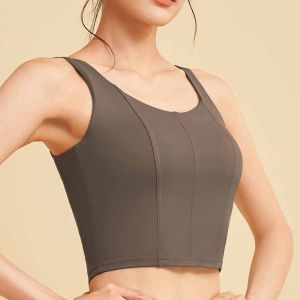 Xương cá dòng mỏng áo ngực thể thao phụ nữ khỏa thân trang phục tập yoga áo chống sốc đồ lót rèn luyện tập gym đầu với miếng độn ngực chạy áo ba lỗ