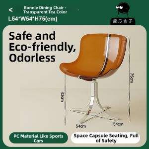 NANGUAHEZI | Sturdy Durable Plastic Dining Chair with Transparent Back