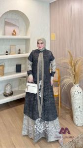GAMIS TERBARU SYARI  SYARI TRENDI BRANDED PRODUK PREMIUM FASHION MODERN MEWAH ELEGAN BAJU DRESS ETNIK MUSLIM BATIK ETNIK SETELAN SESHA DRESS 2 IN 1 - 17