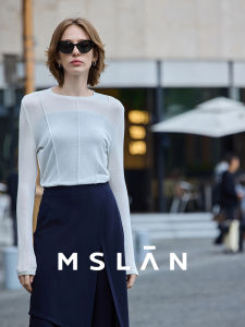 MSLAN Fishbone Line Slimming Base Shirt เสื้อชั้นในผู้หญิง ทรงปกติ ผ้าโพลีเอสเตอร์ แขนยาว ปกติ ฤดูใบไม้ร่วง 2024