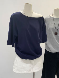 Korean Style Loose Shoulder T-Shirt Women Summer New Design Unique Short Sleeve Top Comfortable Cotton Fashion Casual Wear