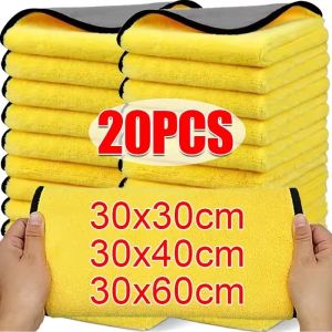 20/10Pcs Microfiber Car Cleaning Towel Super Absorbent Auto Washing Cloth Drying Hemming Rag Double Sided Detailing Care Polishing Tool