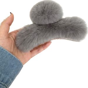 Large Size Rabbit Fur Hair Claw Clip for Girls Back of Head Shark Clamp Stylish Versatile Trendy Hair Accessories Women