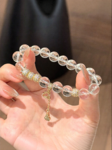 YUCOO | Natural Icy White Crystal Tassel Gourd Womens Bracelet