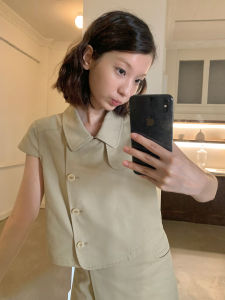 Fashionable Vintage Turn-Down Collar Shirt and Skirt Set