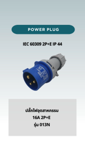POWER PLUG 16A 2P+E 6h 250V IP44 (013N) - ปลั๊กไฟอุตสาหกรรม 16A 2P+E สำหรับใช้งานในโรงงาน