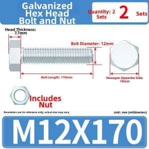 JINJUNTAI | Galvanized Hex Bolt Set Kit