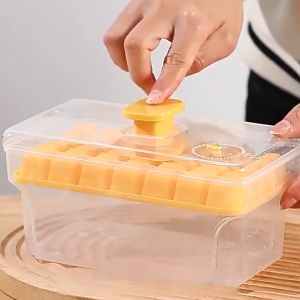Bevavar Cetakan Es Batu 32 Grid Tempat Es Batu Dengan Tutup Ice Cube Tray