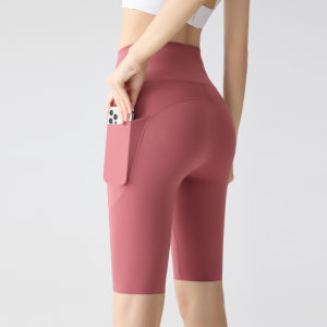 miiow | Ice Silk Sharkskin Yoga Pants Womens High Waist Five-Quarter Length Cycling No Embarrassing Lines Tummy Control Summer Cool Feeling