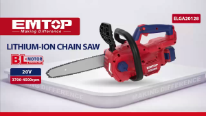 EMTOP เลื่อยโซ่ไร้สาย รุ่น ELGA201286 บาร์ 12 นิ้ว 20 โวลท์ รุ่นงานหนัก [ มอเตอร์ไร้แปรงถ่าน ] [ Chain Saw ]