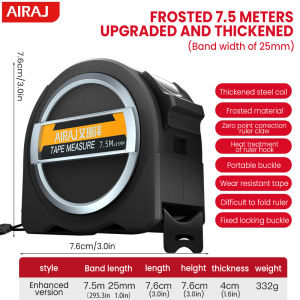 AIRAJ Tape Measure 3/5/7.5 Meter High Precision Easy Reading Metric Steel Anti-Fall Tape Measuring Distance Construction Tools
