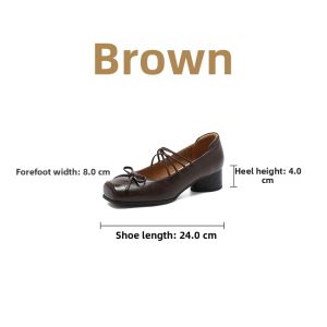 Josiny | French Style Bow Square Toe Mary Jane Vintage Shoes