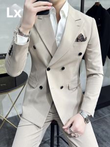 Lexiao | Double-breasted Fitted Business Formal Suit