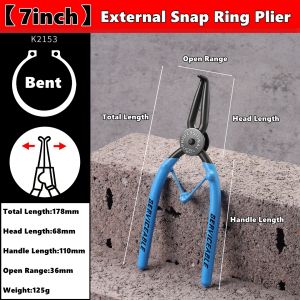 Circlip Pliers 7 Inch Heavy Duty Straight Elbow Type Snap Ring Pliers Anti-slip Handle for Motorcycle Auto Repair Tool