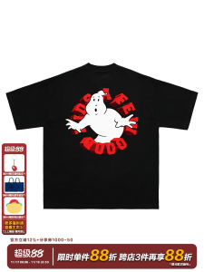 Loose Fit Ghostbusters Print Short Sleeve T-Shirt Black a Few Good Kids Collaborative Fashion Brand American Hip Hop Style