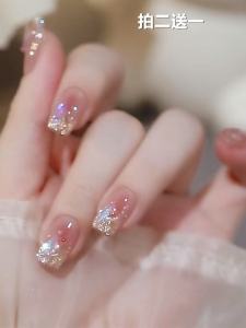 Aurora Diamond Wearable Nail Art Set Full Length Medium Long Finished Product High End False Nails Patch Complete Kit