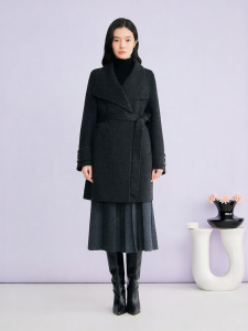 Turn-down Collar Wool Cashmere Blend Double-faced Coat