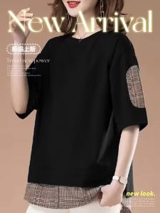 QIAOXIZI | Áo Thun Nữ Form Rộng Có Tummy Control Mùa Hè Mới 2025