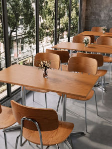 Retro Korean Style Ocean Board Dining Table And Chair Set for Dessert Milk Tea Shop Western Restaurant Business Use