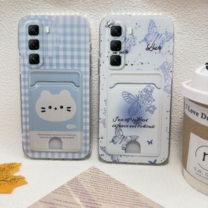 Card Holder Phone Case Infinix Hot 60i Hot 60 Pro+ Plus 4G 5G New Fresh Retro Cat Butterfly Love English Bunny Casing Ultra-thin Silicone Soft Cover 2025