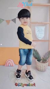Lily And Clark Sweater Warna Kuning Salur Navy Keren OOTD Anak ST03