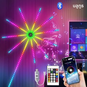 ไฟประดับ USB รูปแบบดอกไม้ไฟ RGBIC สีสันในฝัน ควบคุมผ่านแอพ Bluetooth พร้อมรีโมท สำหรับงานเทศกาล งานแต่งงาน ปาร์ตี้ และตกแต่งคริสต์มาส