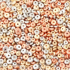 200/400 PCS 4 5 6mm CCB Charm Spacer ลูกปัดทองสีแบนรอบล้อลูกปัดแบบหลวมสําหรับ DIY เครื่องประดับต่างหูทําอุปกรณ์