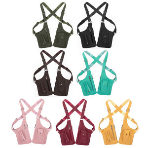 PU Leather Double Shoulder Armpit Bag Anti-Theft Underarm Strap Wallet Pocket Holster Bags for Men Women Travel Outdoors