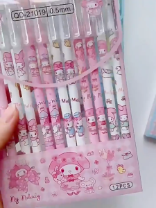 Pen Dakwat Melody Gel Ink Pen 1PC 0.5mm Erasable Cute Cartoon Ballpoint Pen Student Stationery