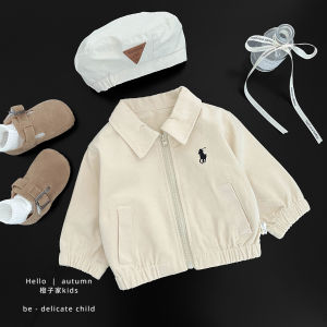 Spring Autumn Korean Style Childrens Outfit with Turn-down Collar Jacket Lantern Pants Set Long Sleeve Base Shirt Baby Casual Long Pants