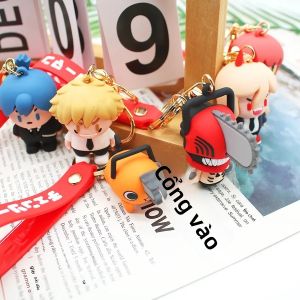 Hoạt Hình Anime Máy Cưa Xích Người Móc Khóa Silicon Keyrings Búp Bê Mặt Dây Chuyền Keyholder Phụ Kiện Thời Trang Cho Nữ Làm Quà
