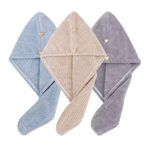 1/3 Pcs Solid Color Hair Towel Textured Dry Hair Cap 9.8 "X 25.5" Absorbent Hair Towel Wrap for Button-down Women