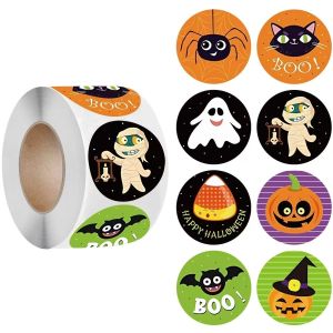 500 pieces/roll Halloween horror cartoon round seal sticker DIY PVC laptop sticker decoration Stiker reward gift kawaii