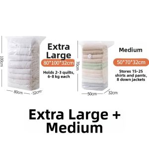Vacuum Compression Storage Bag Blanket And Clothes No Pump Needed Large Capacity