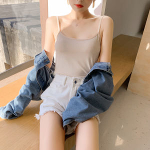 Miiow | White Strap Vest Womens Suit Inner Wear Belly Conceal Beautiful Back Slimming Base Layer Outerwear Shirt MiiOW Cat Person