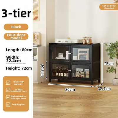 YIPINYUANZHU | Kitchen Storage Cabinet Multi-level With Doors Wall-integrated Microwave Oven Compatible