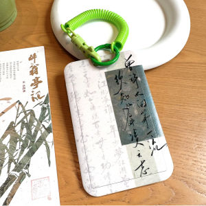 Simple Text Handwritten Course Schedule Card Holder ID Holder PVC Material Anti-Loss Elementary School Lunch Card Access Control Spring Rope